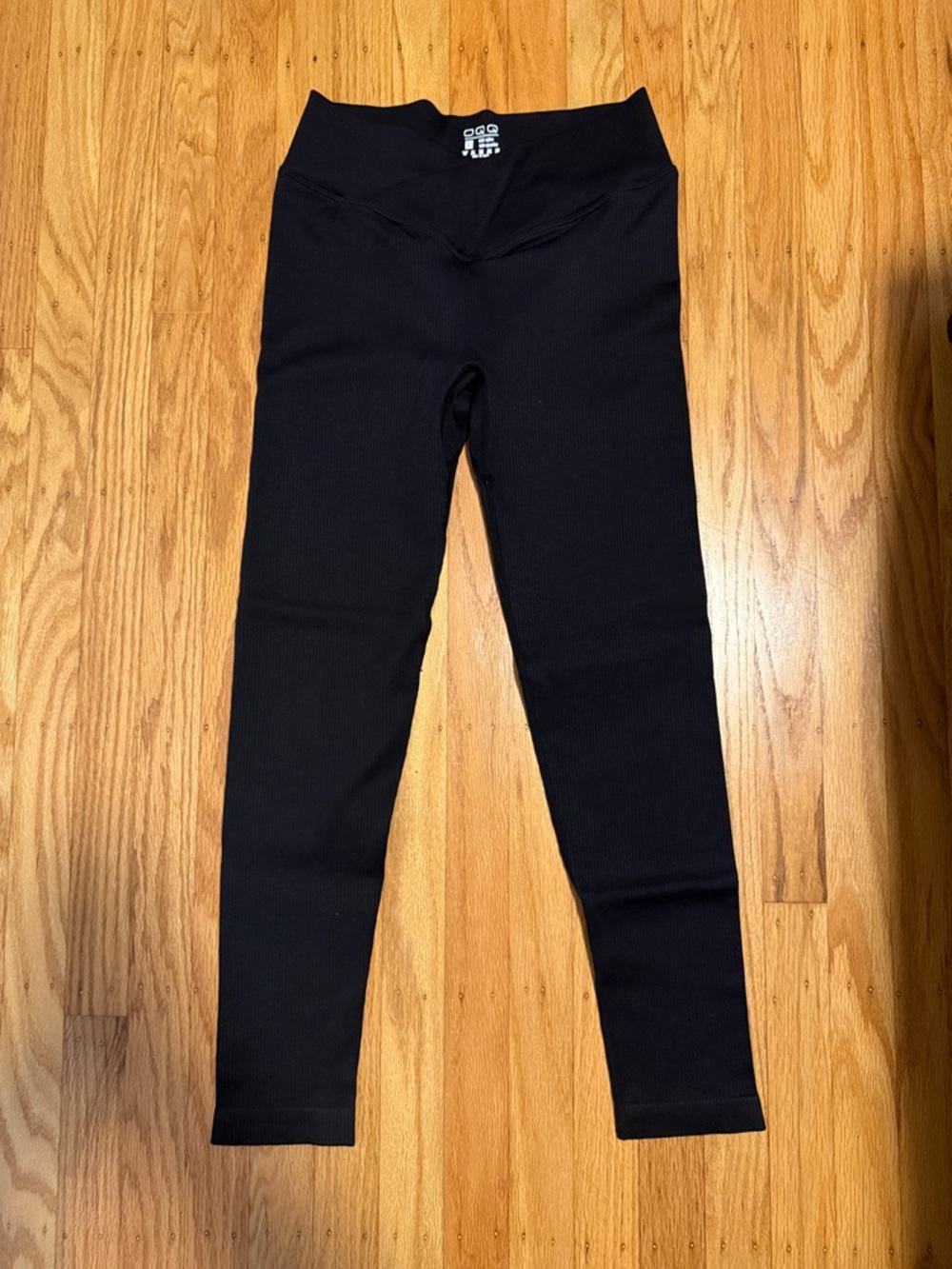 Black High-Waist Ribbed Leggings - OQQ